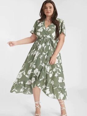BloomChic Floral Ruffle Knot Side Wrap Dress